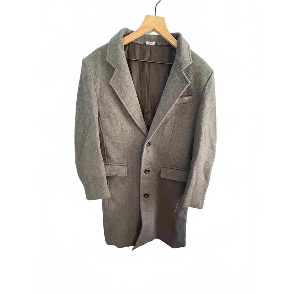 Japanese Gray Wool Blend Men's Overcoat